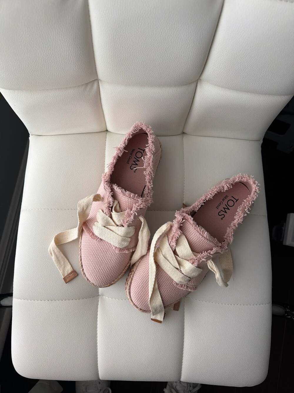 TOMS Women's Carolina Lace-Up Espadrille Pale Rose Beachside Woven Sneakers